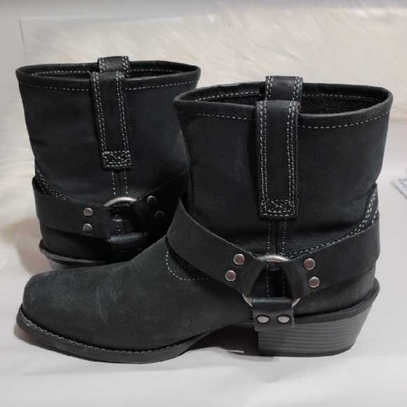 Justin Boots Black Leather Moto Boots Worn Once Sz.10B (XX-53) - Picture 10 of 12